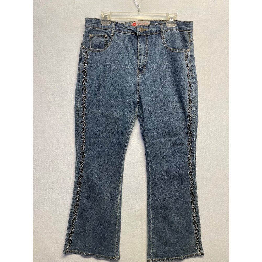COS Jeans Women’s 12 Embellished Embroidered Boot Cut Stretch Denim Size 14